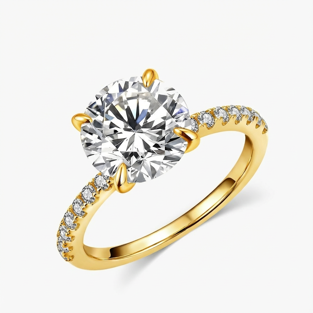 3.0ct Round-Cut Moissanite Engagement Ring - My Store