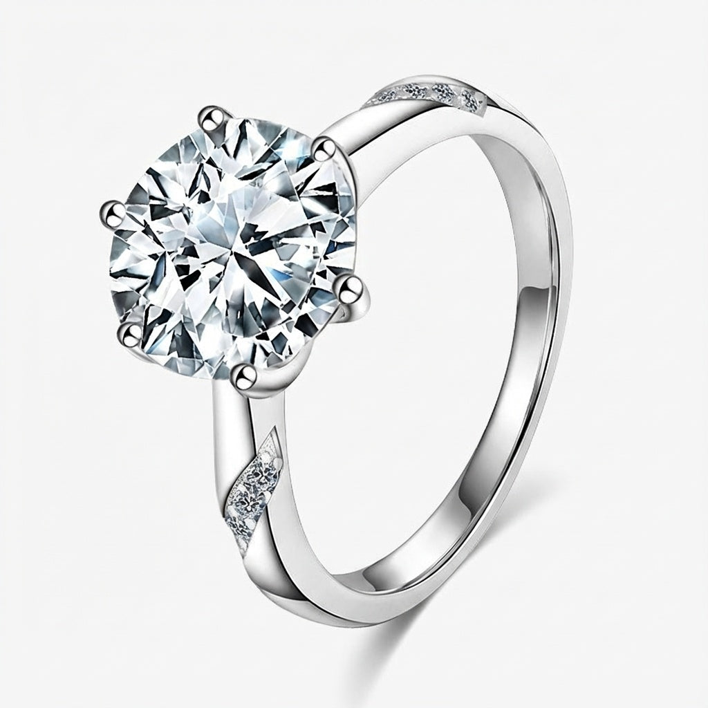 3.0ct Round-Cut Moissanite Engagment Ring
