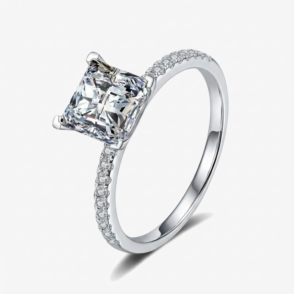 2.0ct Square-Cut Moissanite Engagement Ring
