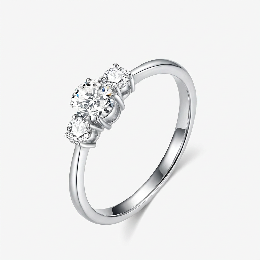 0.8ct Oval-Cut Trilogy Moissanite Ring