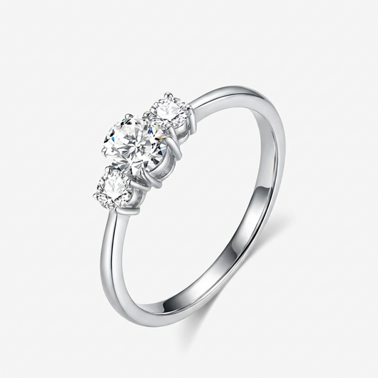 0.8ct Oval-Cut Trilogy Moissanite Ring - My Store