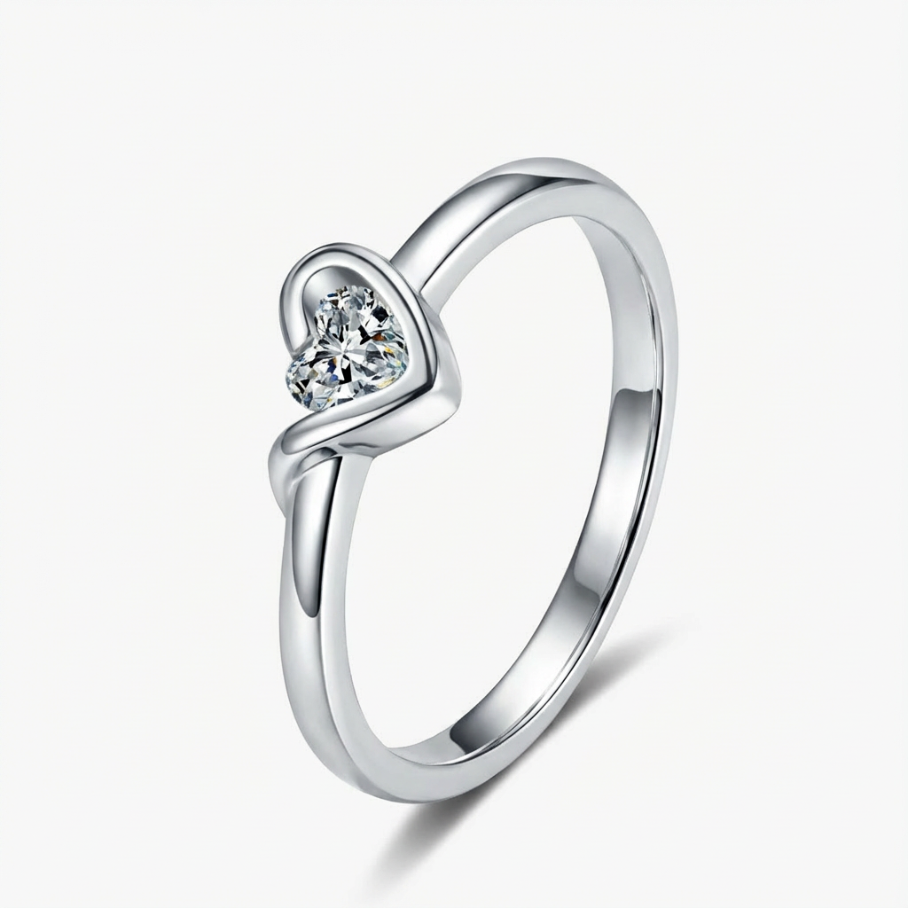 0.3ct Heart-Cut Moissanite Ring