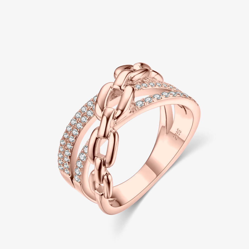 Chain Moissanite Pavé Ring - My Store