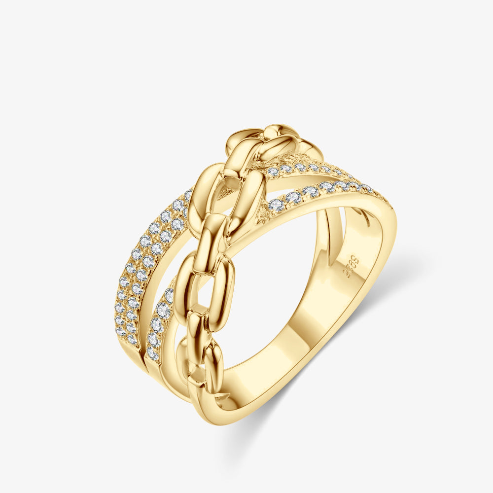 Chain Moissanite Pavé Ring - My Store