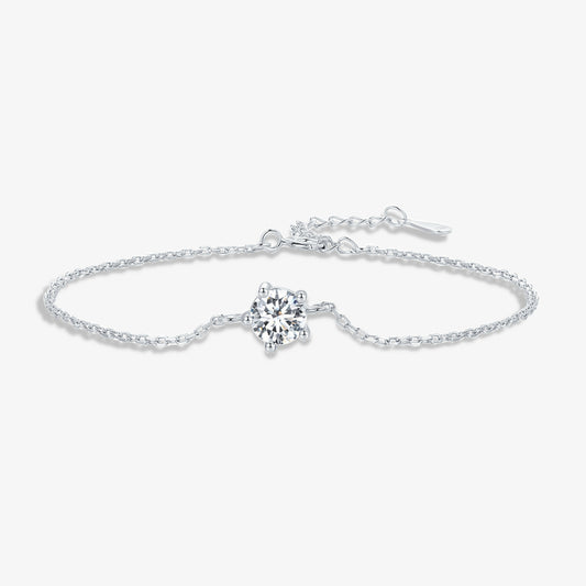 1.0ct Round-Cut Solitaire Moissanite Bracelet