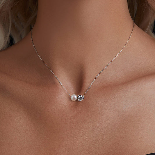 0.5ct Pearl-Rose Moissanite Necklace
