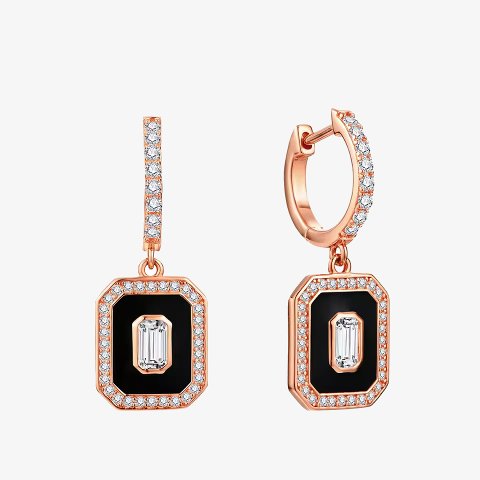 Emerald-Cut Pavé Moissanite  Drop Earrings - My Store