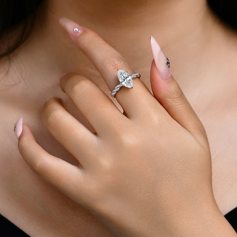 3.0ct Maruise-Cut Moissanite Engagement Ring - My Store