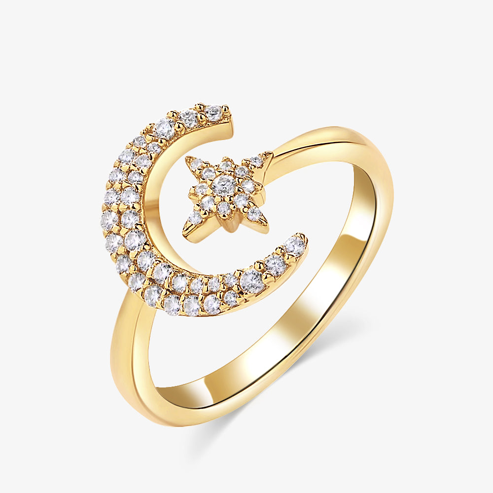 Bright Half-Moon Moissanite Ring - My Store