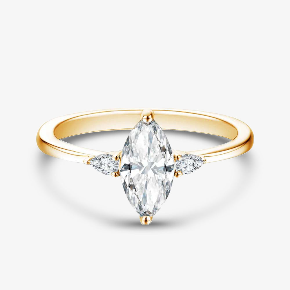 1.0ct Trilogy Marquise-Cut Moissanite Engagement Ring - My Store