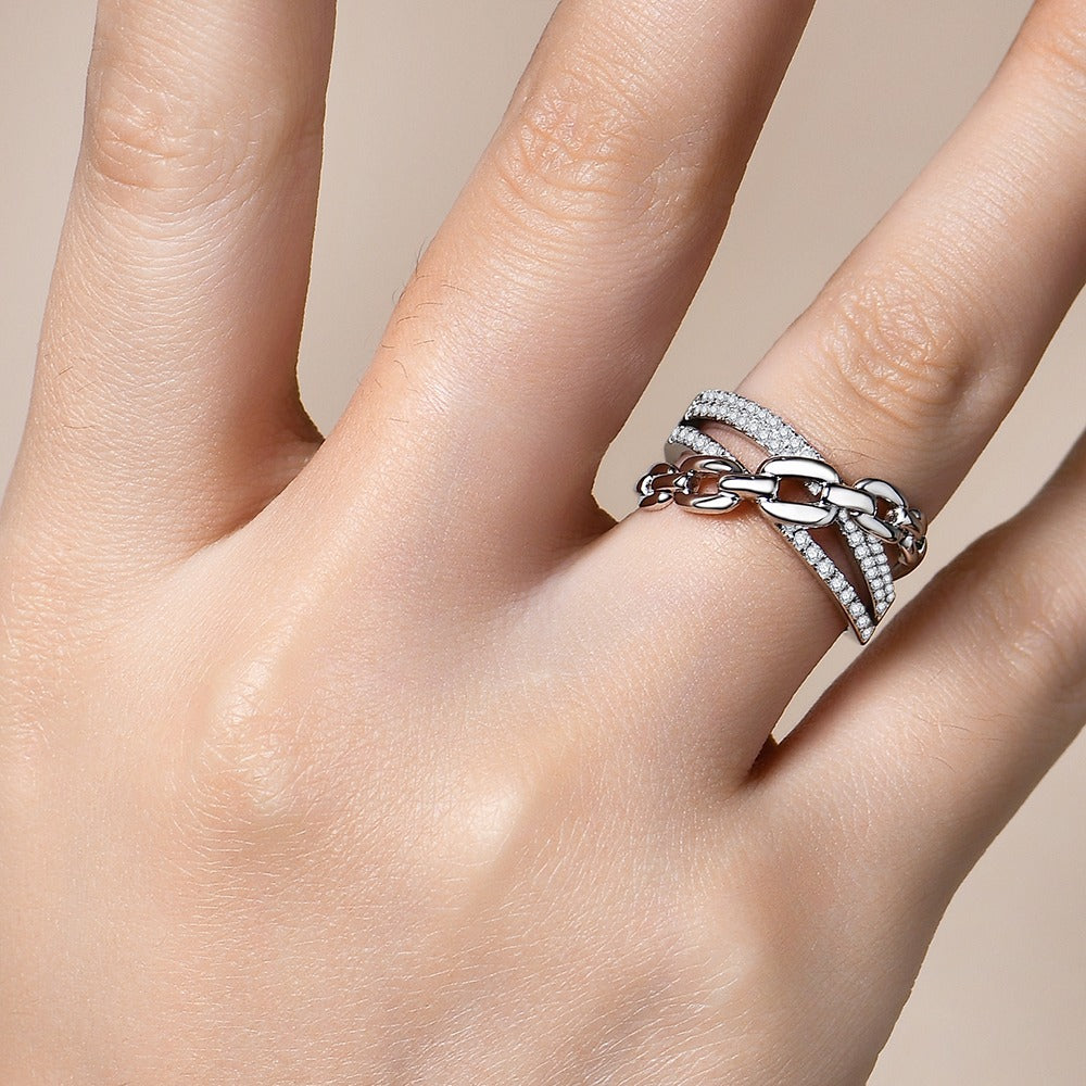 Chain Moissanite Pavé Ring - My Store