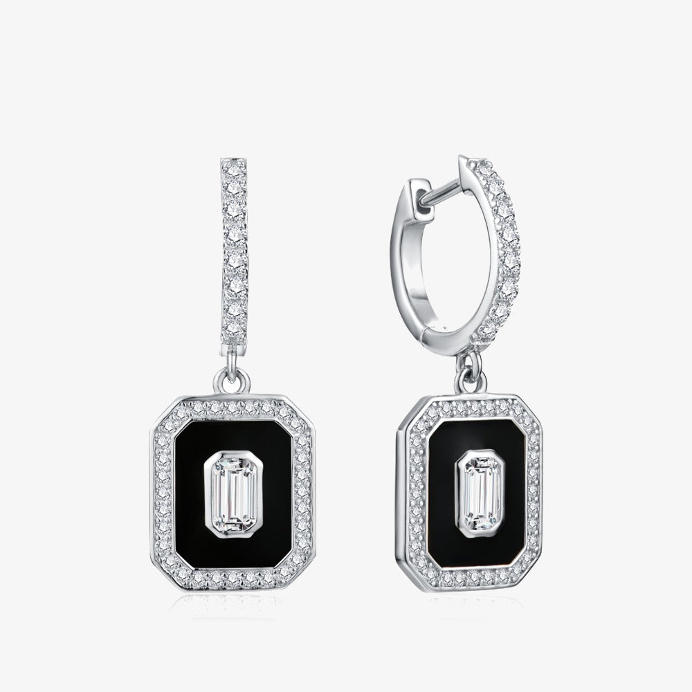 Emerald-Cut Pavé Moissanite  Drop Earrings - My Store