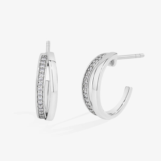 Crossover Pavé Hoop Earrings - My Store