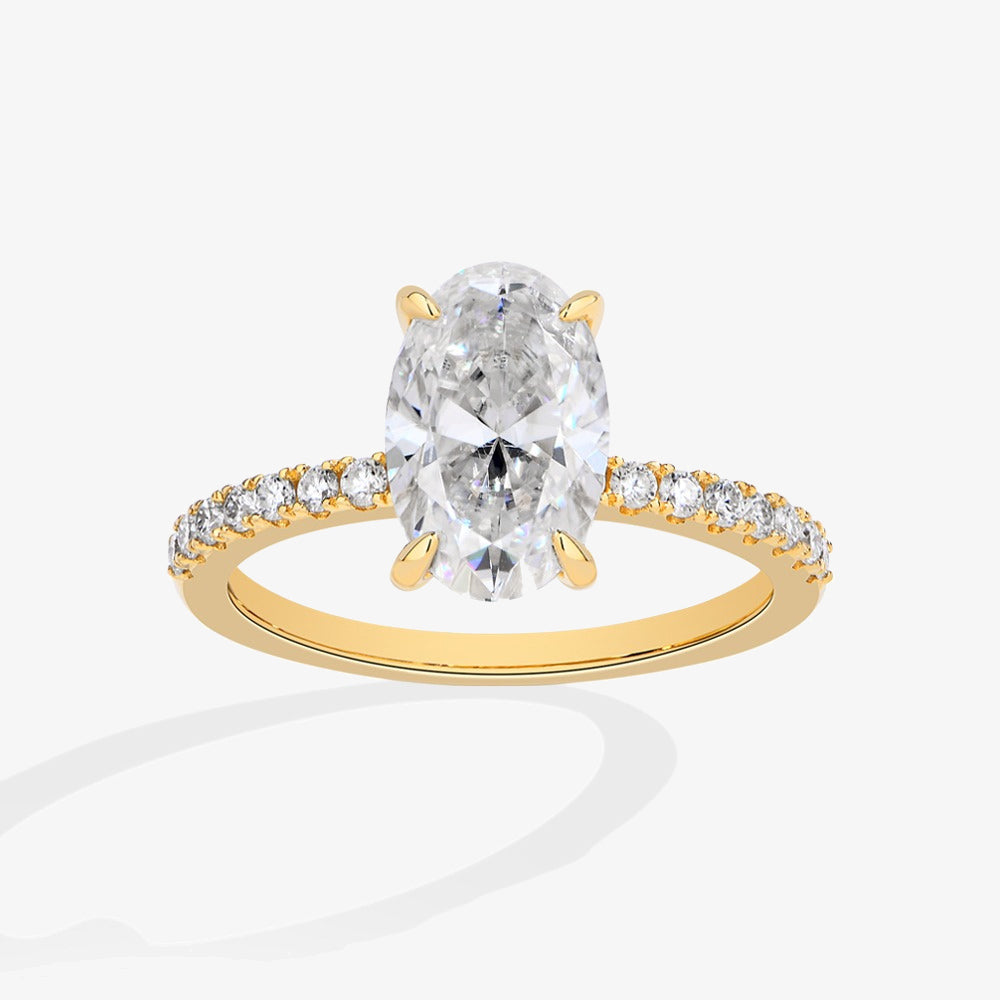 3.0ct Oval-Cut Pavé Moissanite Engagement Ring - My Store