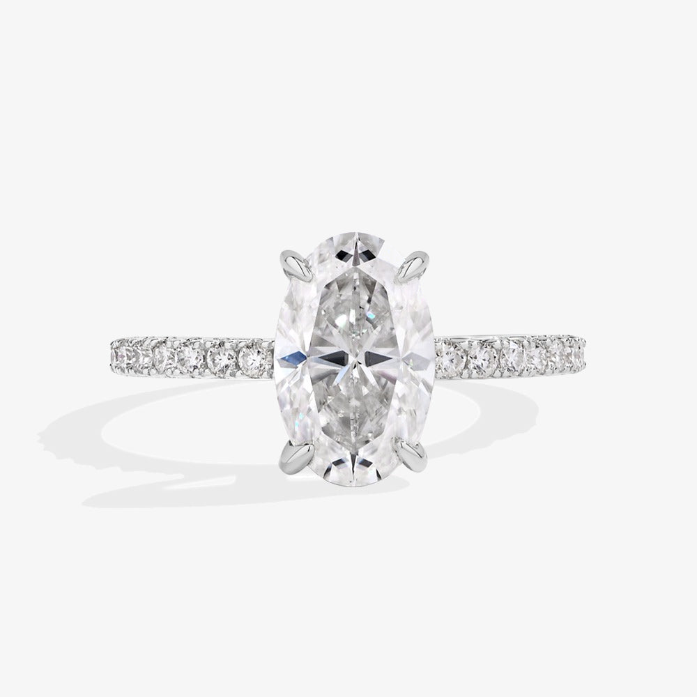 3.0ct Oval-Cut Pavé Moissanite Engagement Ring - My Store