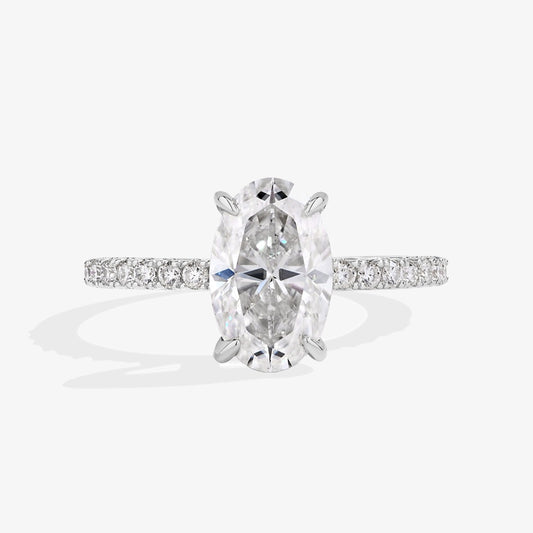 3.0ct Oval-Cut Pavé Moissanite Engagement Ring - My Store