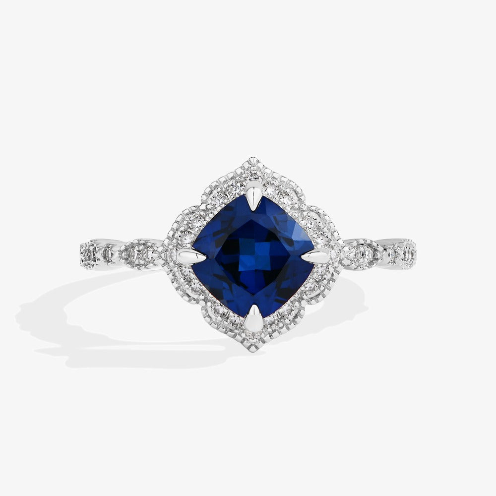 2.0ct Cushion-Cut Blue Sapphire Ring - My Store