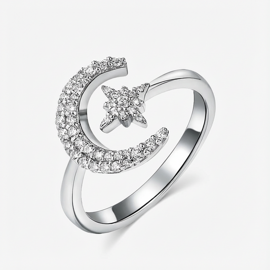 Bright Half-Moon Moissanite Ring - My Store