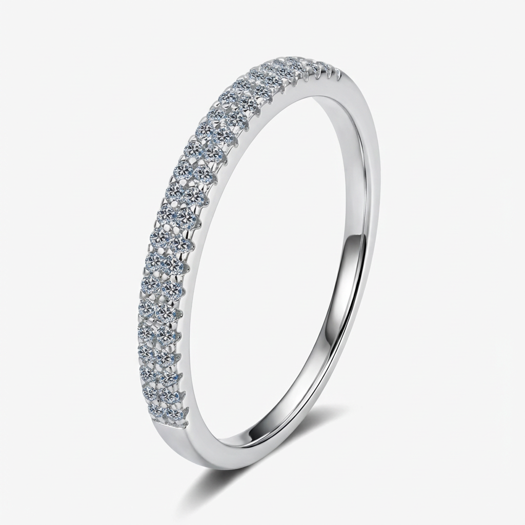 Double Eternity  Moissanite Ring