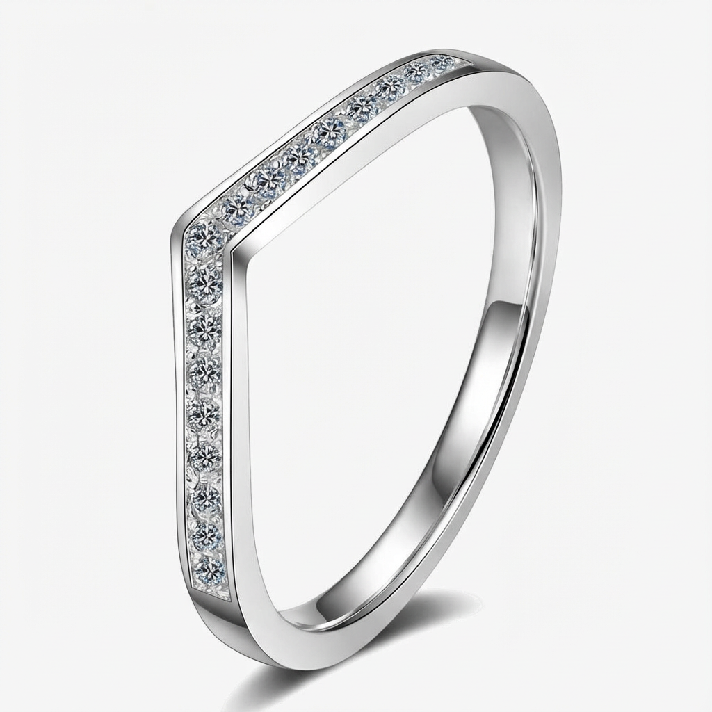 Carved Eternity Moissanite Ring