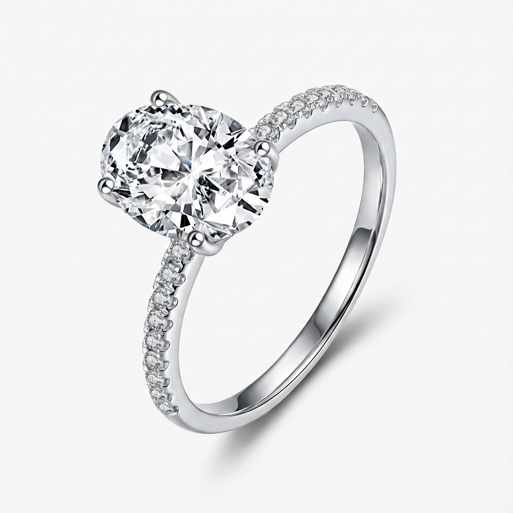 3.0ct Oval-Cut Moissanite Engagement Ring