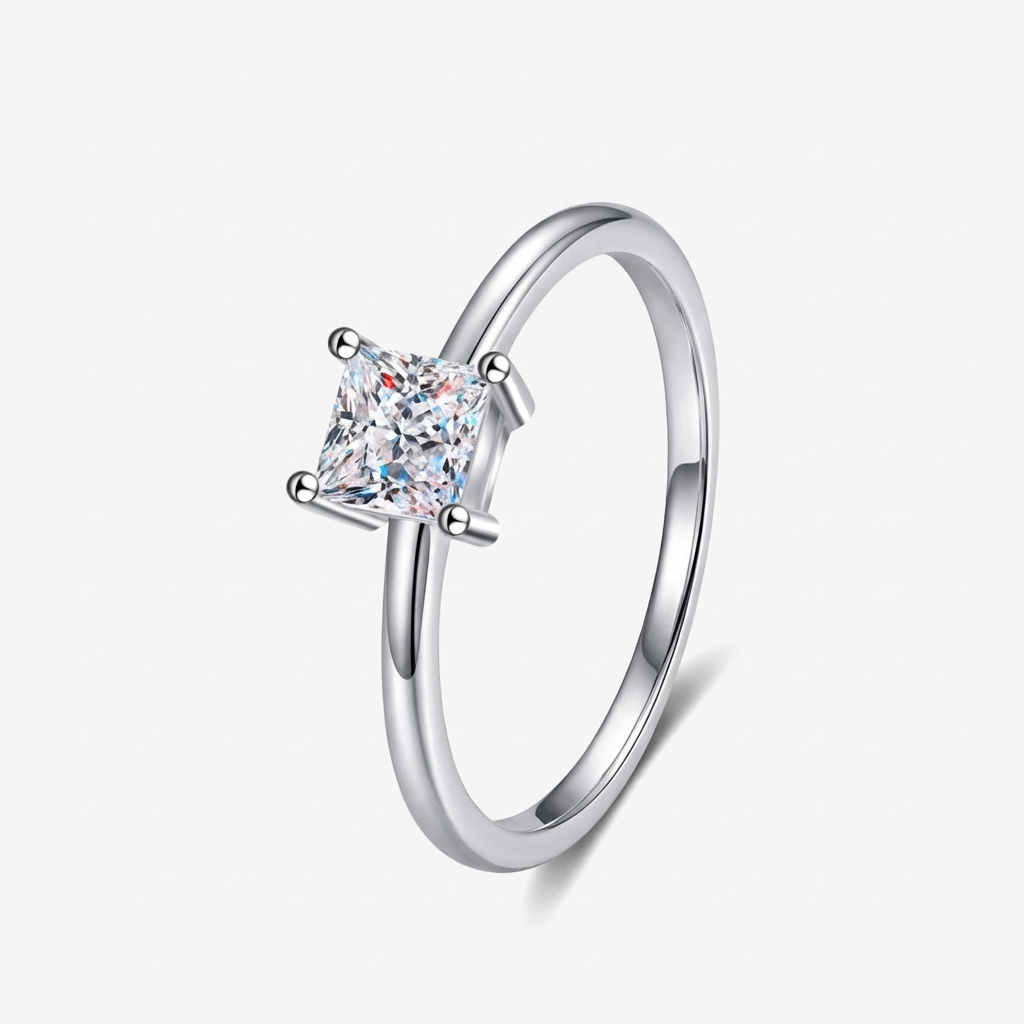 0.6ct Square-Cut Moissanite Engagement Ring