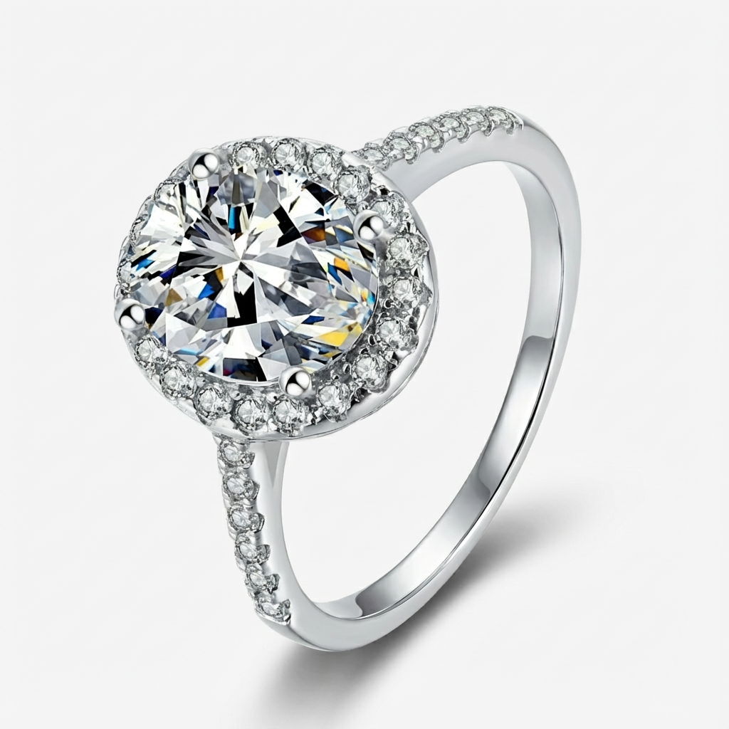 2.0ct Halo Oval-Cut Moissanite Engagment Ring