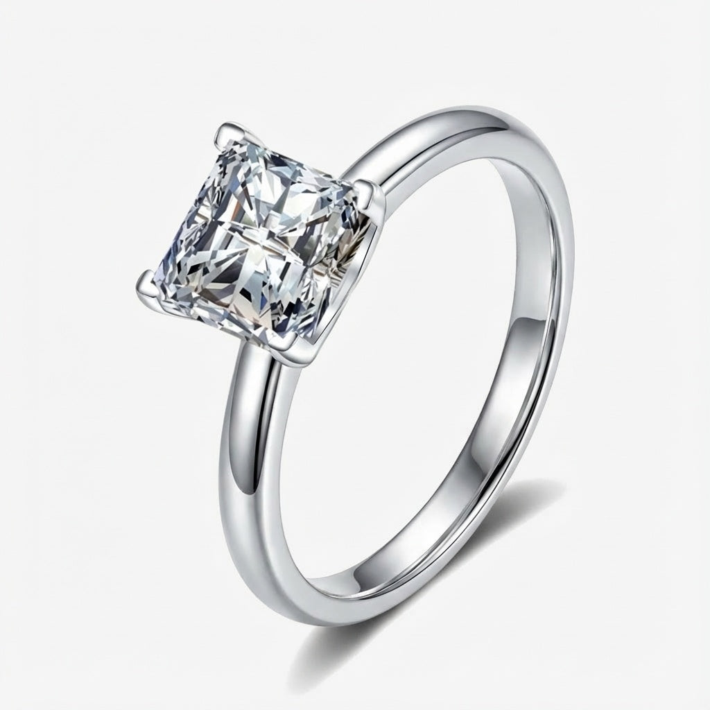 2.0ct Square-Cut Moissanite Engagement Ring