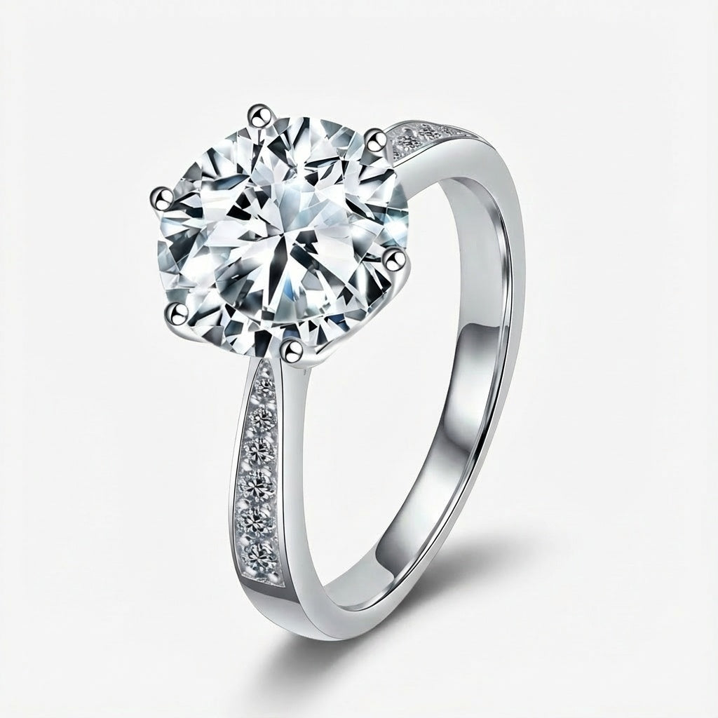 3.0ct Round-Cut Unique Pavé Moissanite Engagment Ring