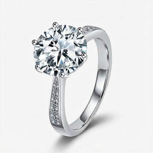 3.0ct Round-Cut Unique Pavé Moissanite Engagment Ring - My Store