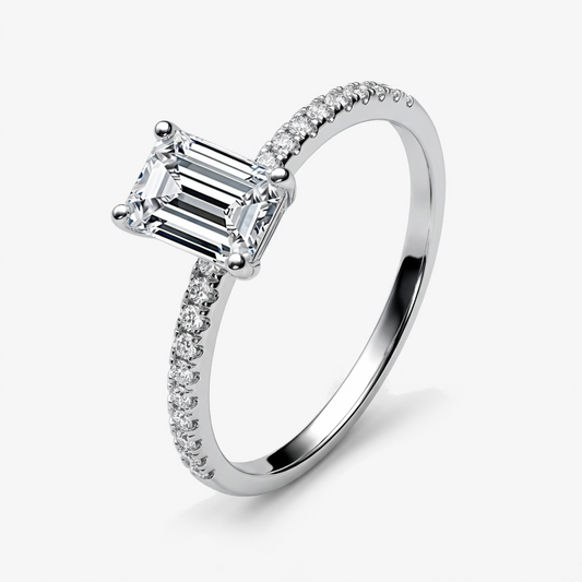 1.0ct Emerald-Cut Moissanite Engagement Ring - My Store
