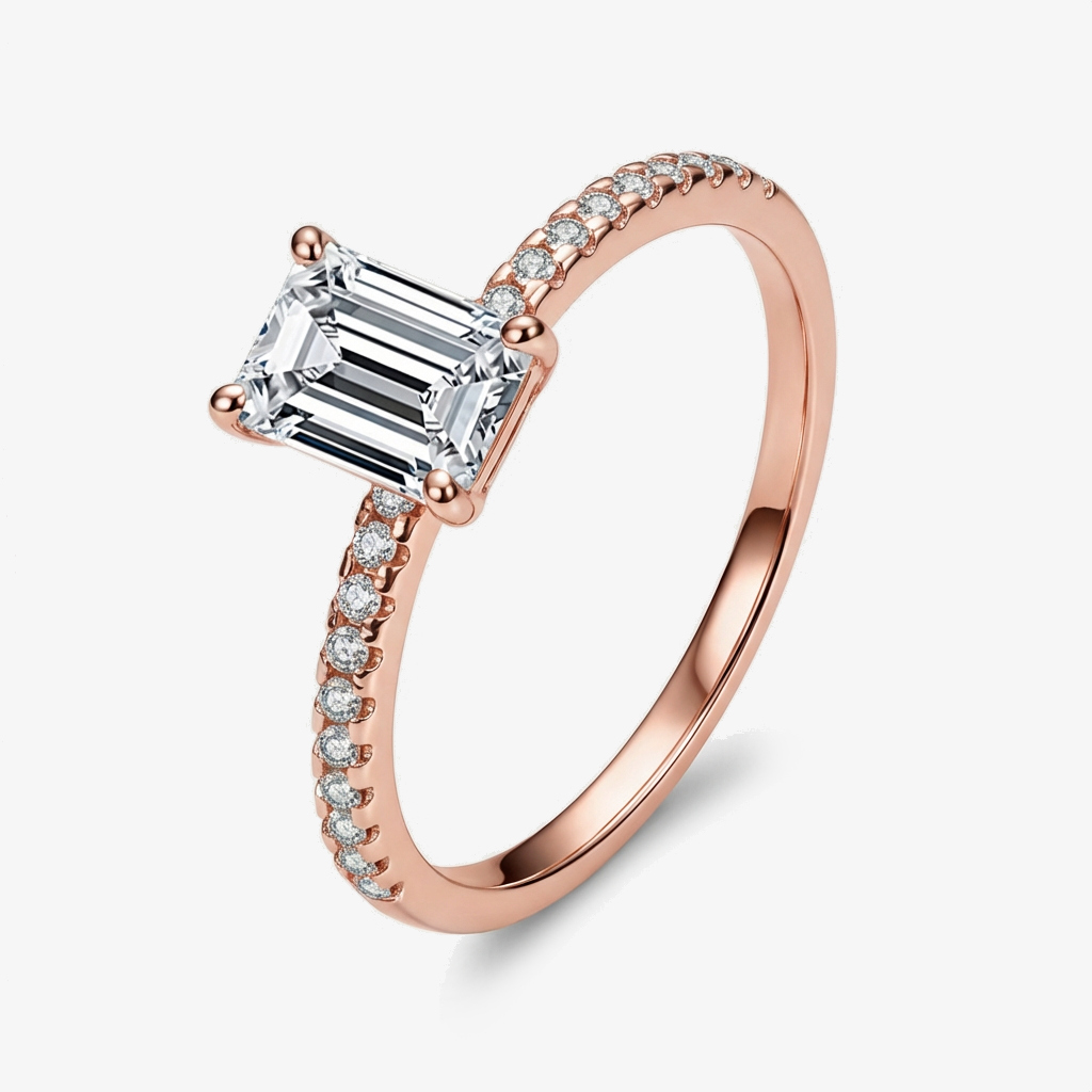 1.0ct Emerald-Cut Moissanite Engagement Ring - My Store