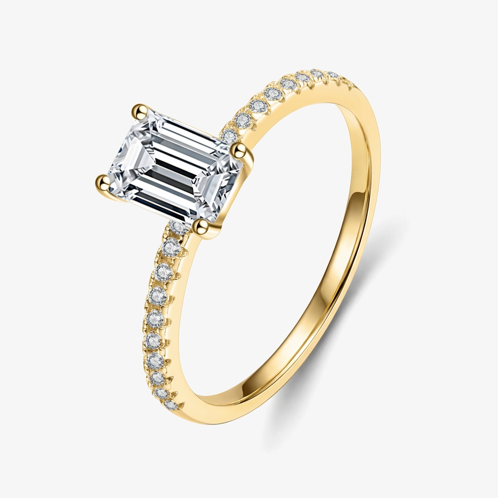 1.0ct Emerald-Cut Moissanite Engagement Ring - My Store