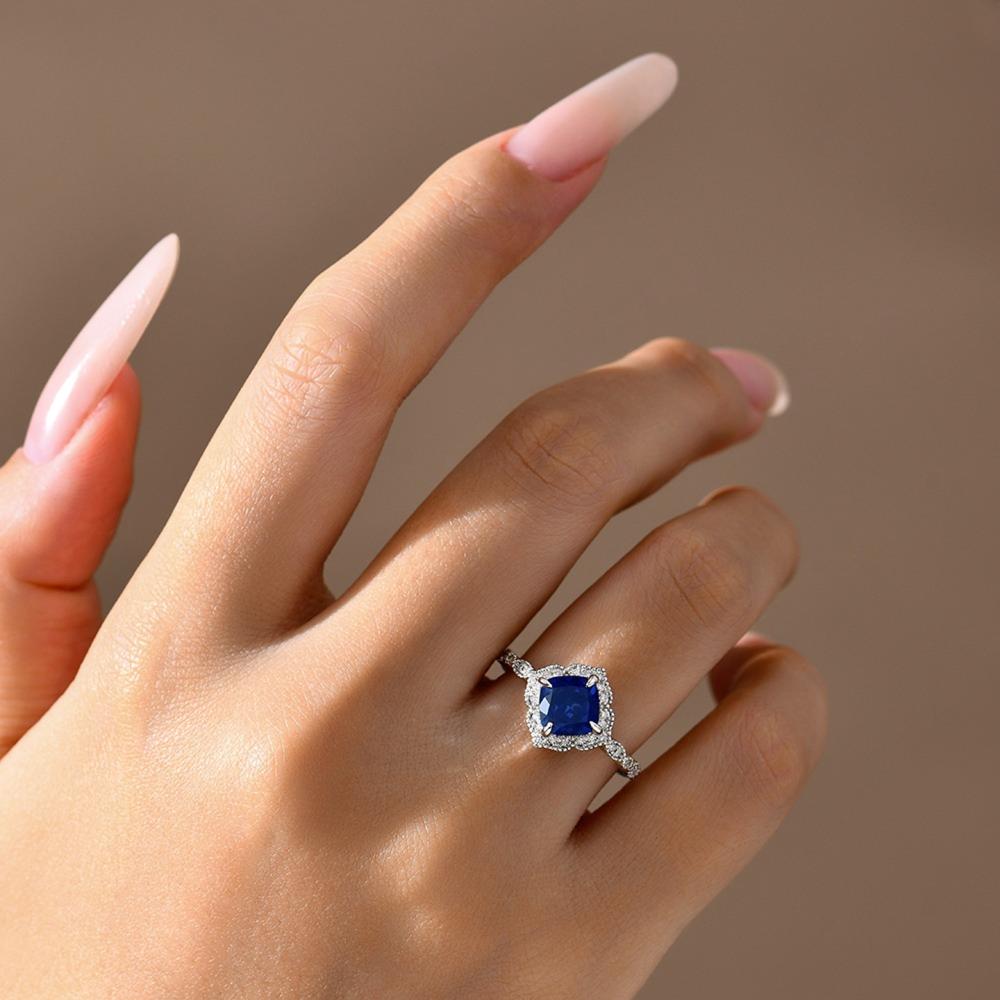 2.0ct Cushion-Cut Blue Sapphire Ring - My Store