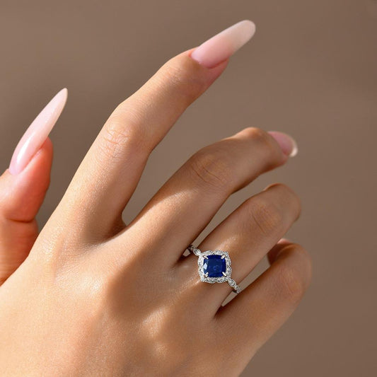 2.0ct Cushion-Cut Blue Sapphire Ring - My Store
